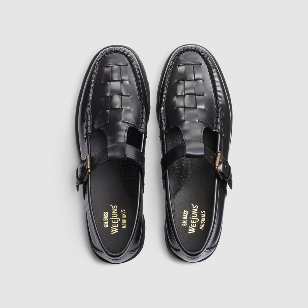 WOMENS MARY JANE FISHERMAN SUPER LUG WEEJUNS LOAFER - SIZE 9 - BLACK